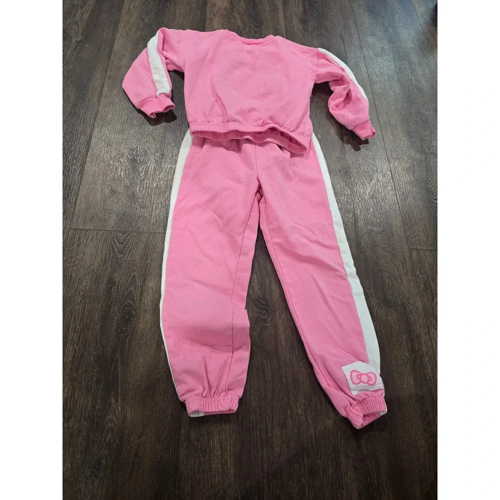 Hello Kitty Pink Tracksuit Set Kids Sweatshirt and Joggers 2 Piece Sporty Outfit